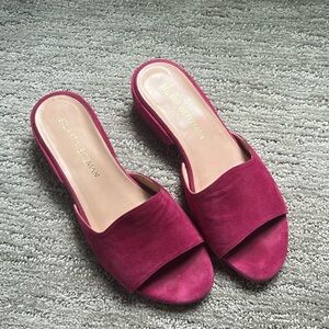 Stuart Weitzman Slide Mule Sandals Geranium Fuchsia Pink Suede Size 8 M